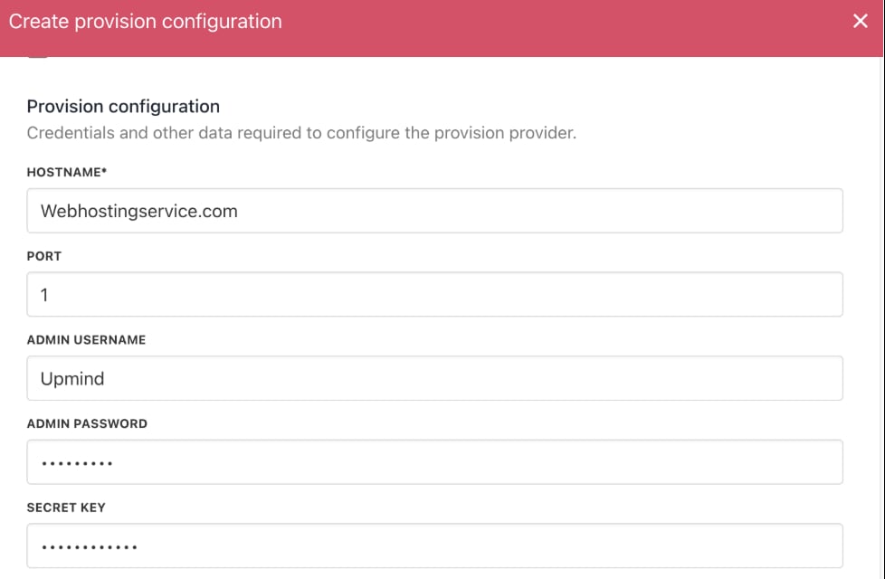 Enter provisioning details