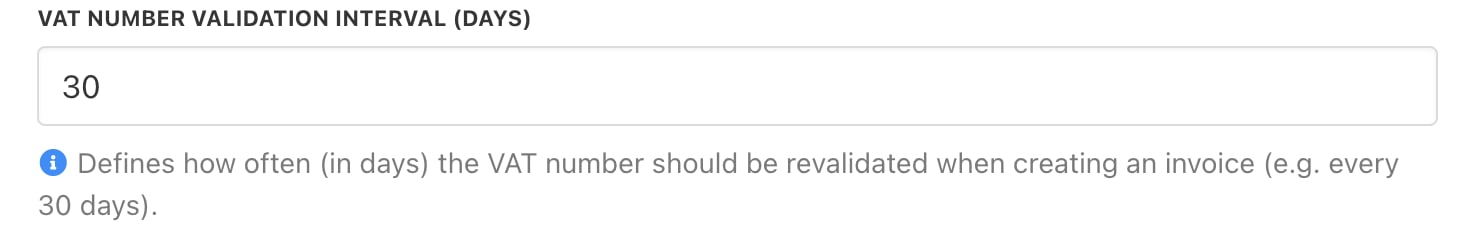 VAT number validation interval