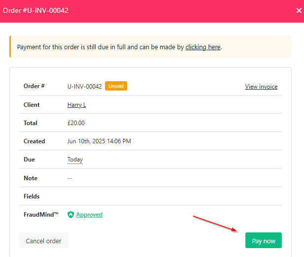 Click pay now