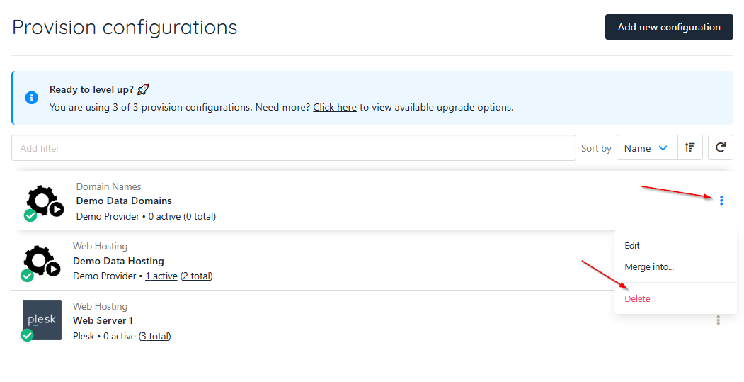 Delete configuration