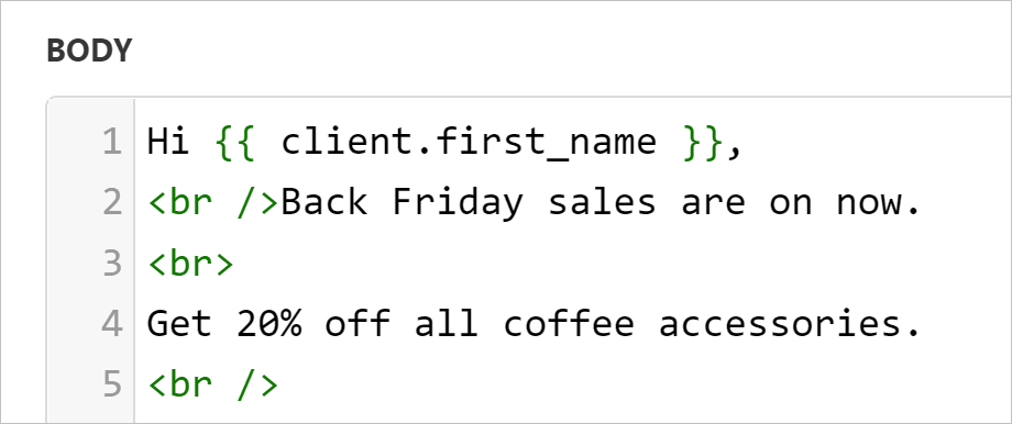 Use br / inside \<> to insert line breaks