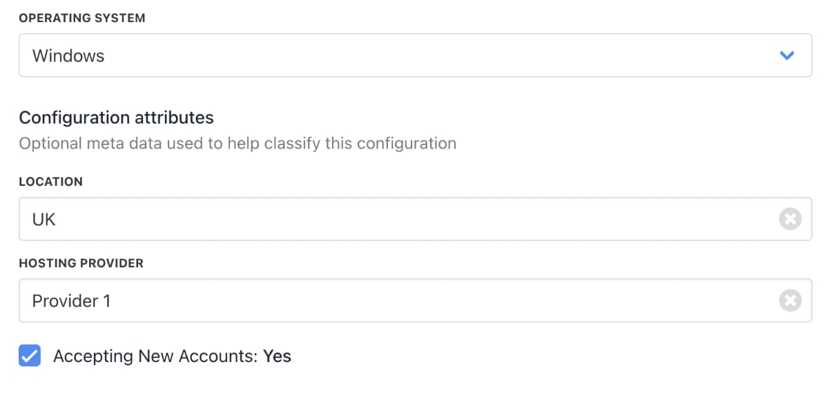 Enter configuration attributes