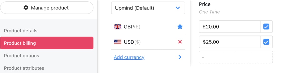 Edit pricing