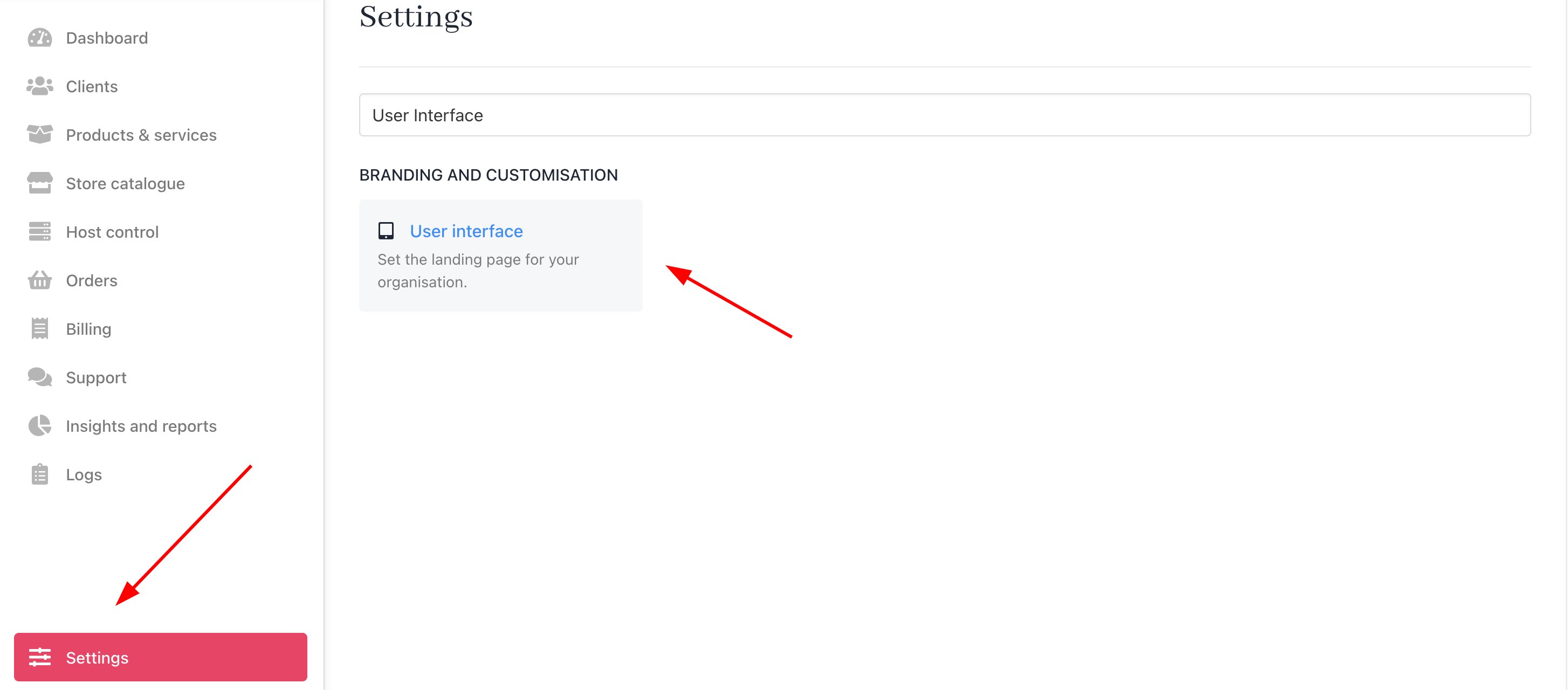 Settings > User Interface