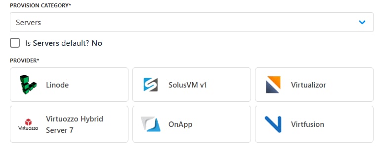 Server provision providers