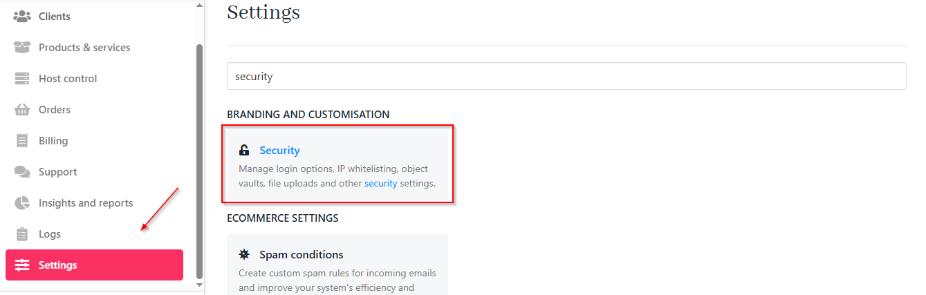 Settings > Security