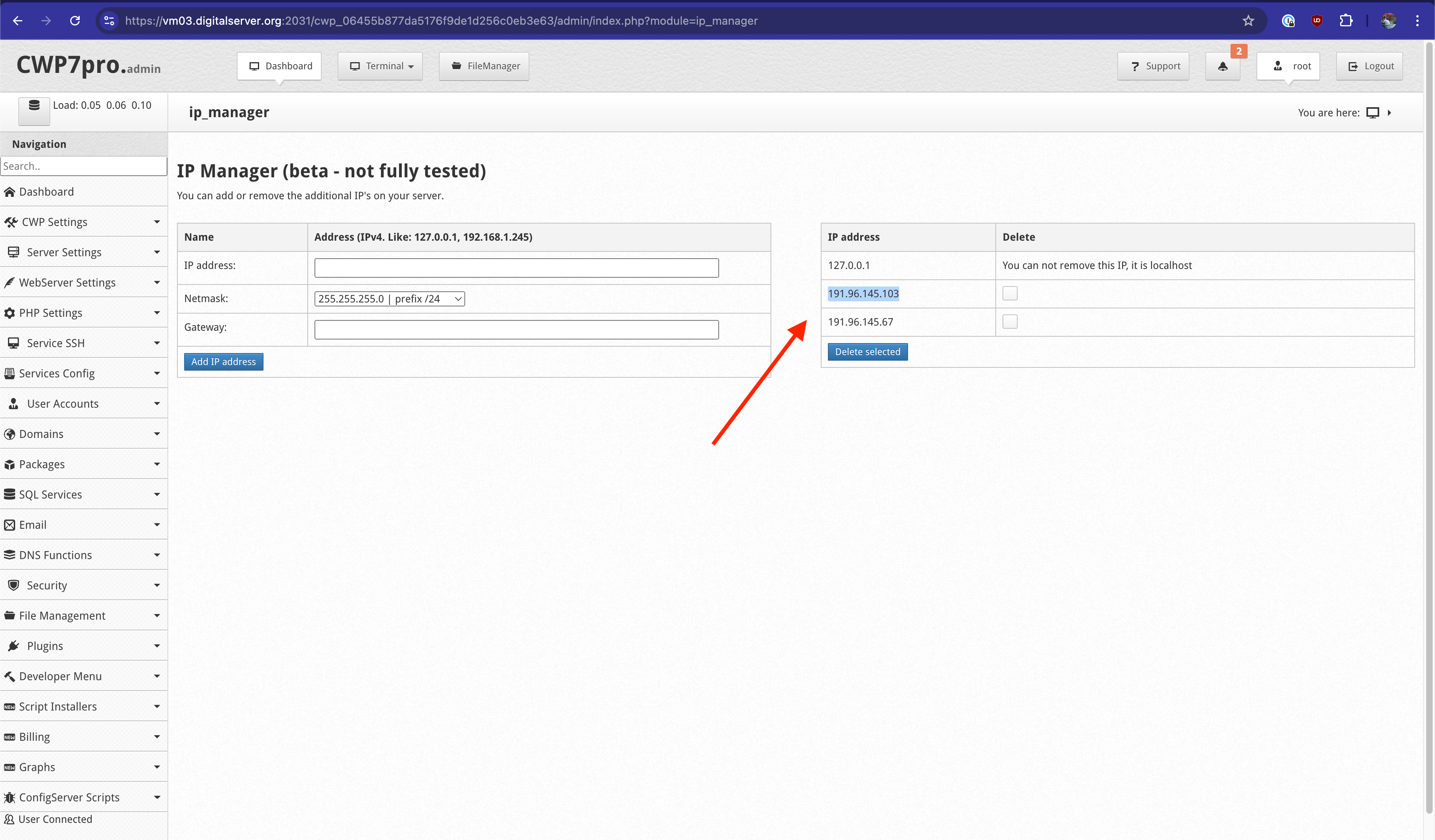Copy and paste IP address