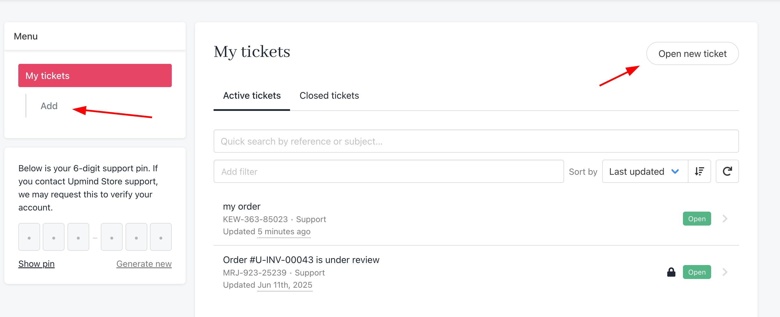Open new ticket