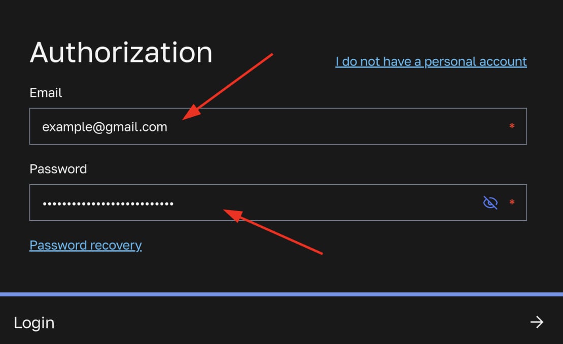 Username (email) and password