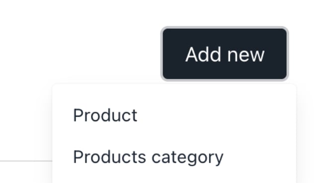 Add new > Products category