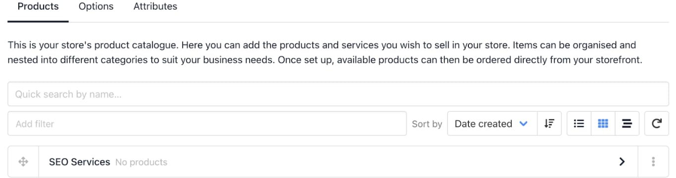 Service on catalogue page
