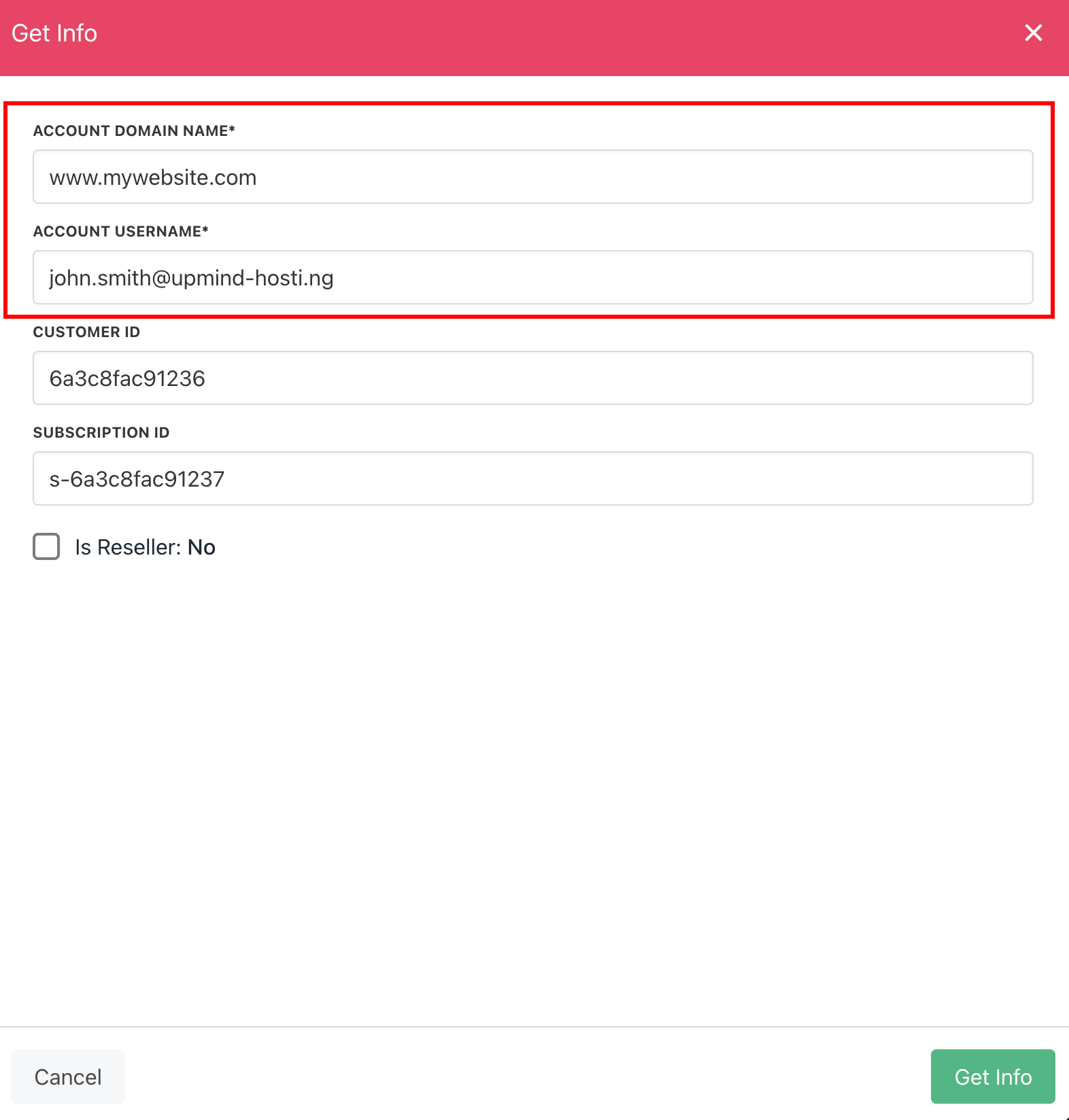 Account Domain Name and Account Username