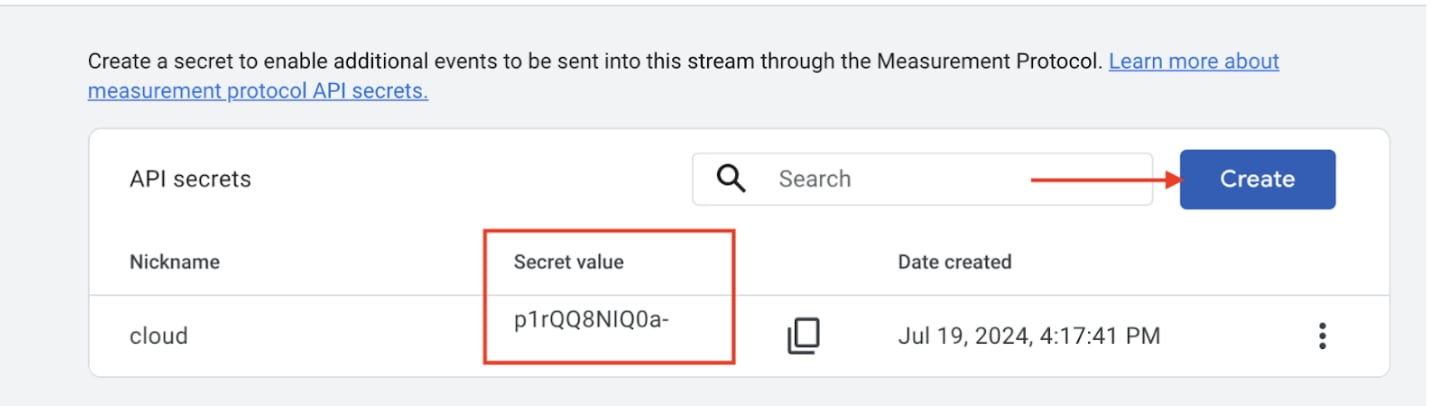 Copy API secret