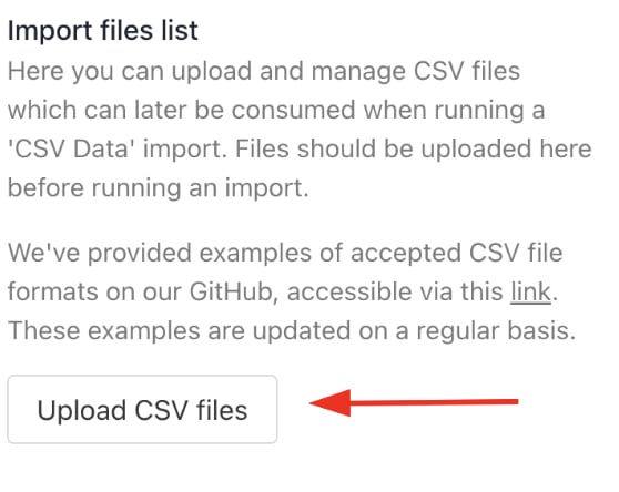 Upload CSV files