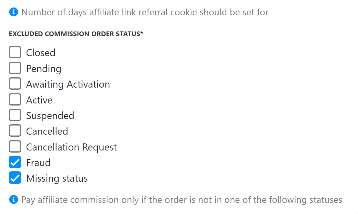 Excluded commissions