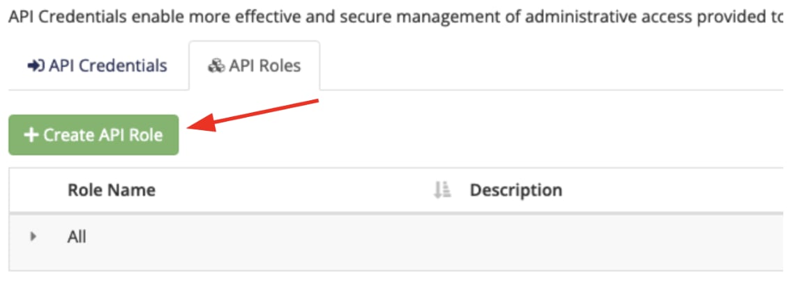 Create API role