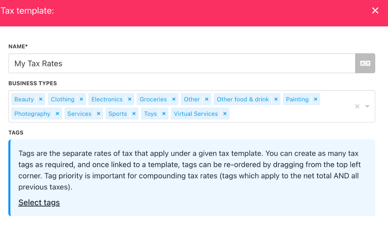 Tax template