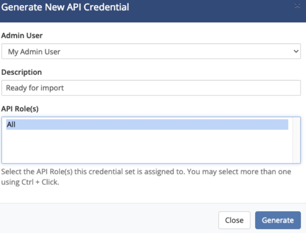 Select API role