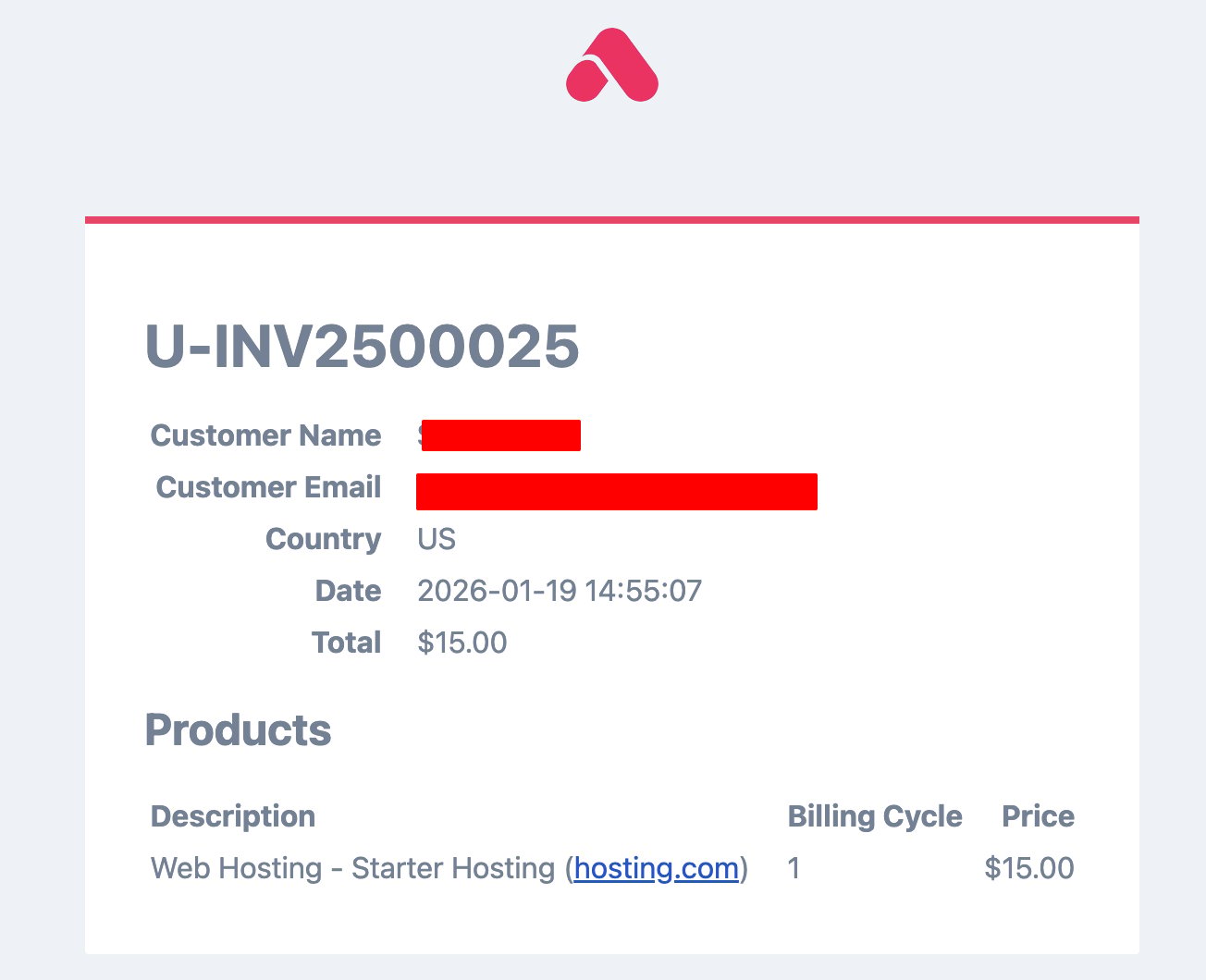Example invoice