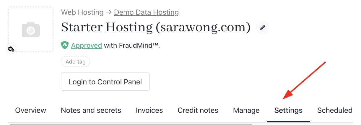 Settings tab