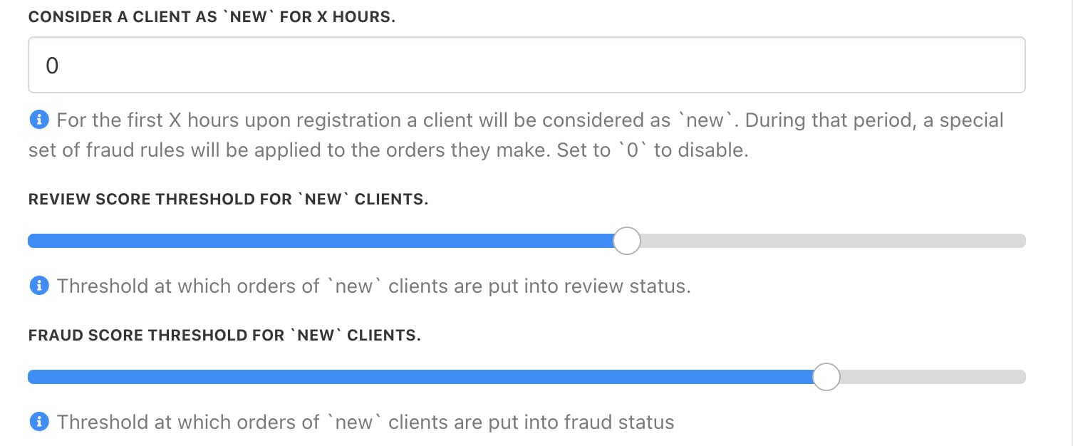 Adjust fraud threshold for new clients