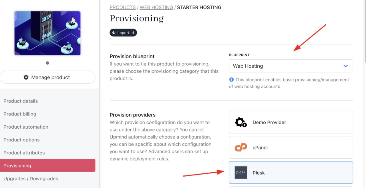Choose provision blueprint and provider