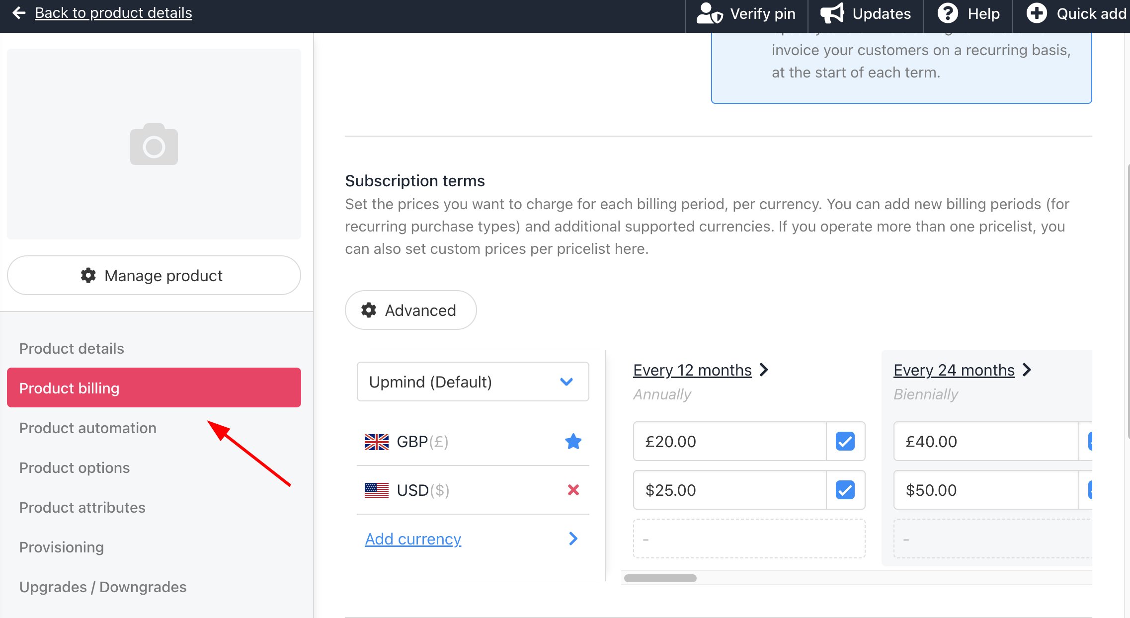 Check pricing from Product Catalogue
