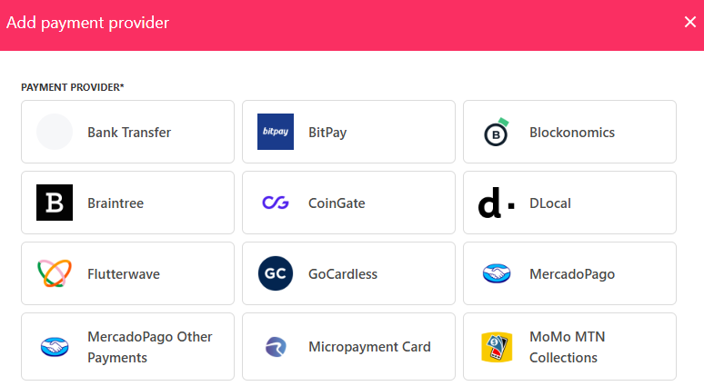 Choose a payment provider
