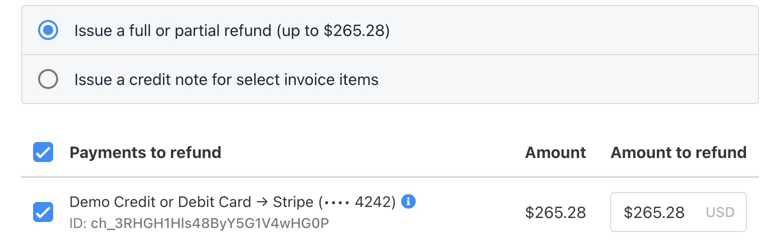 Enter the refund amount