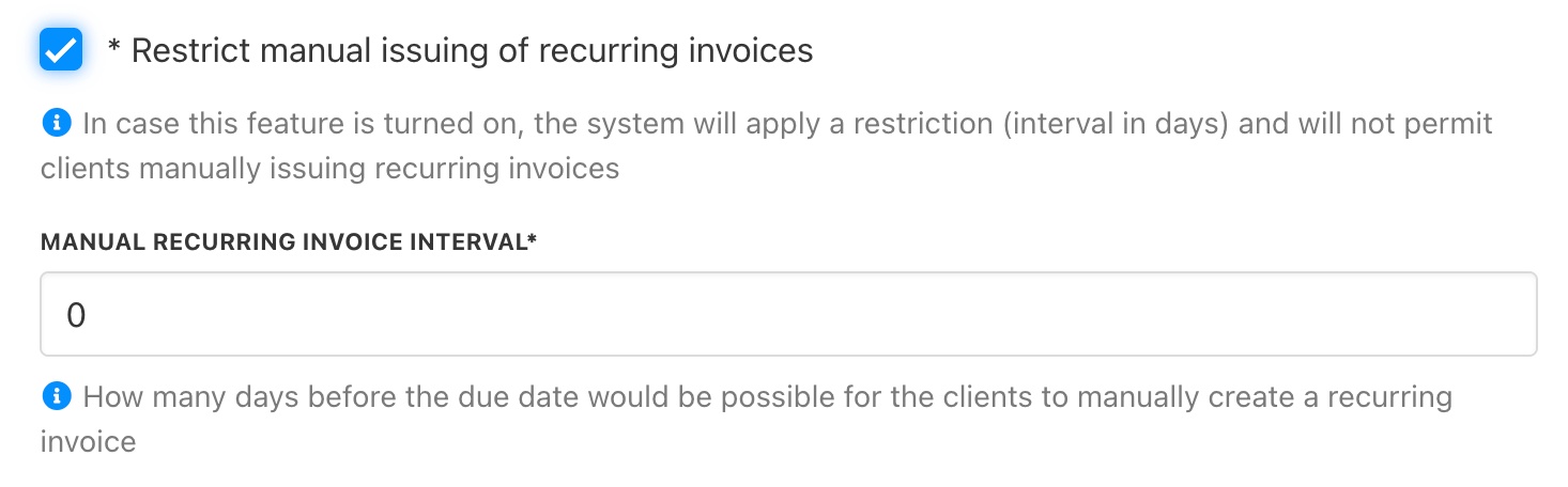 Contract settings
