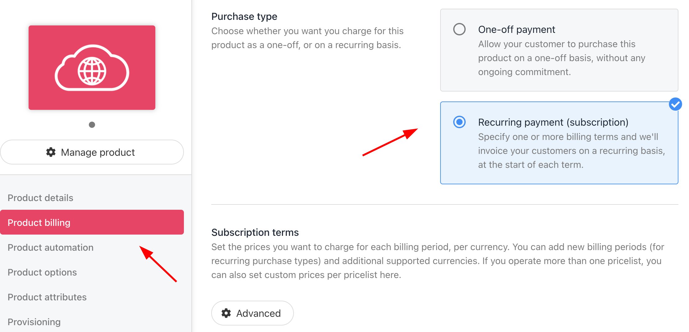 Product billing
