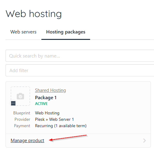 Click manage product