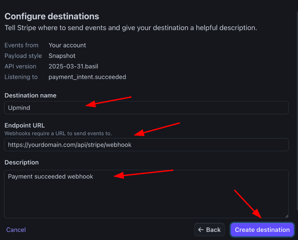 Create destination
