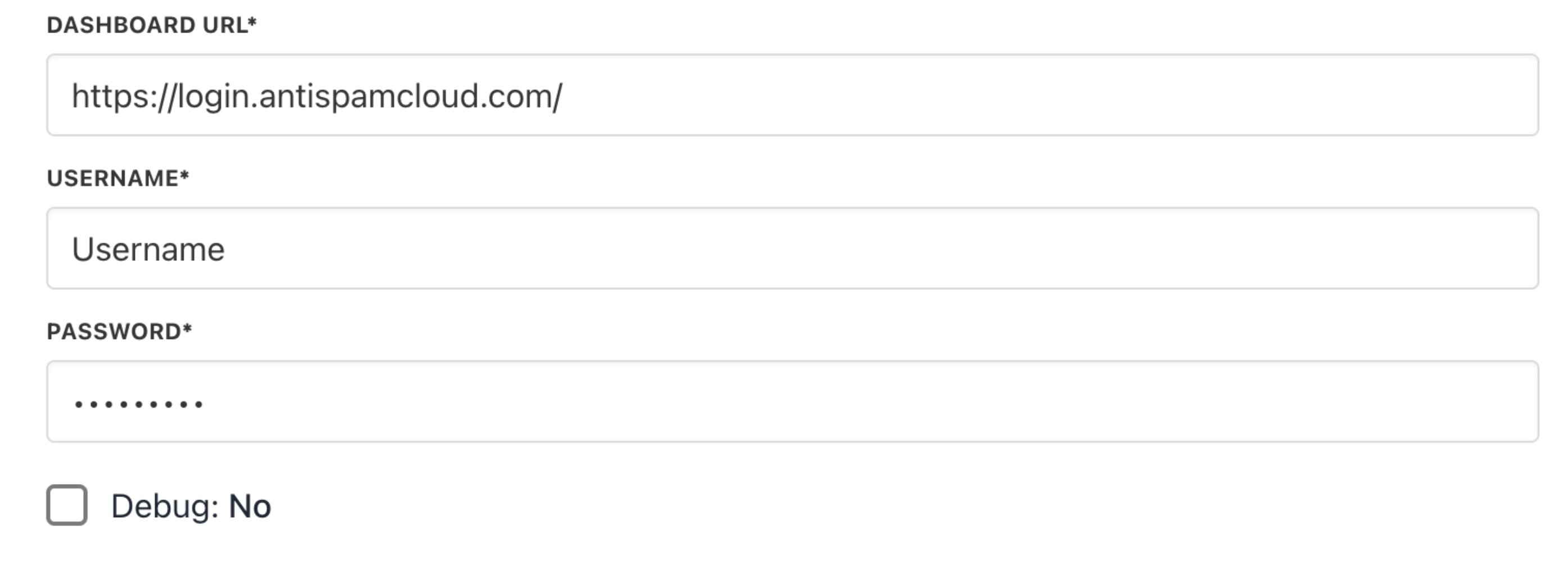 SpamExperts provider configuration