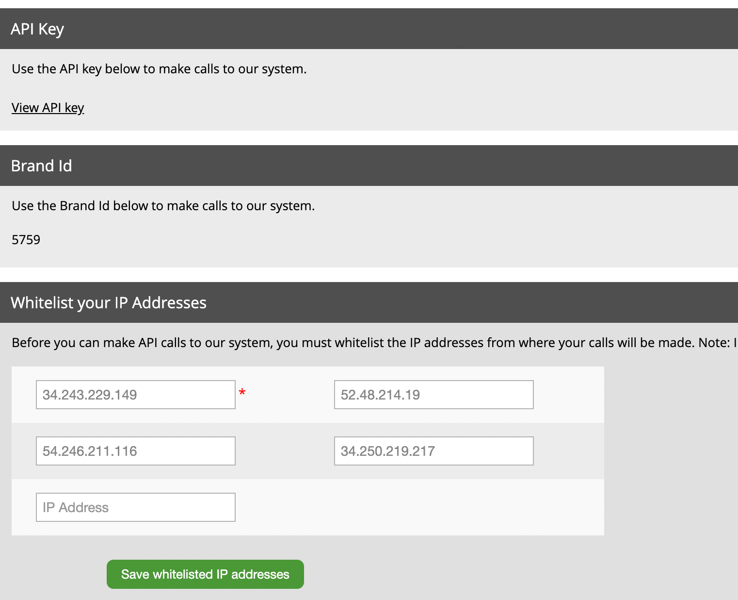 View API key