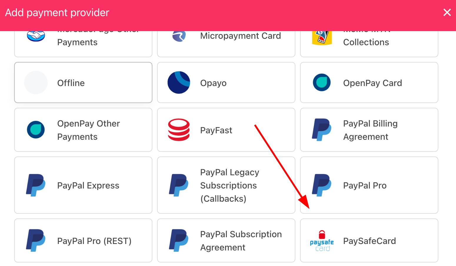 Select payment provider