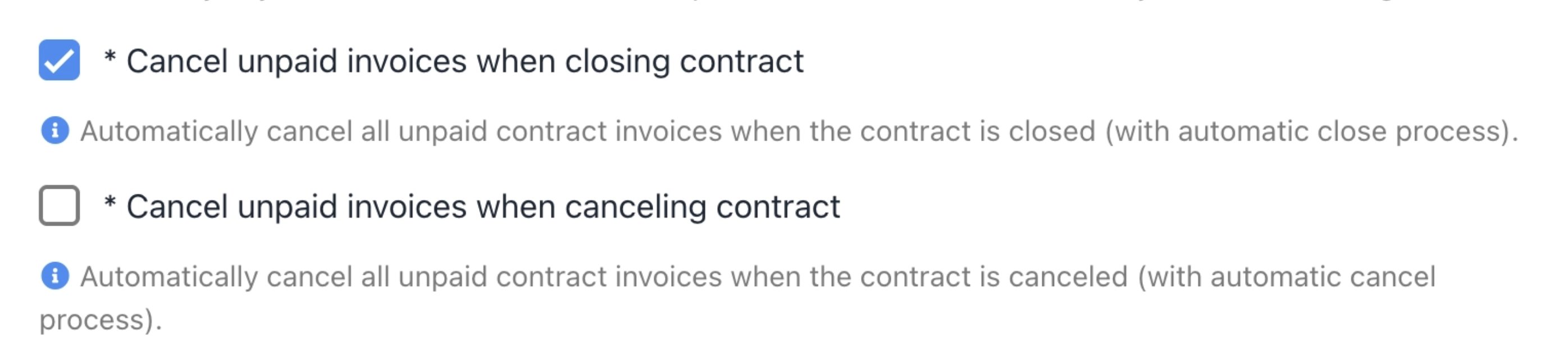 Unpaid invoice cancellations