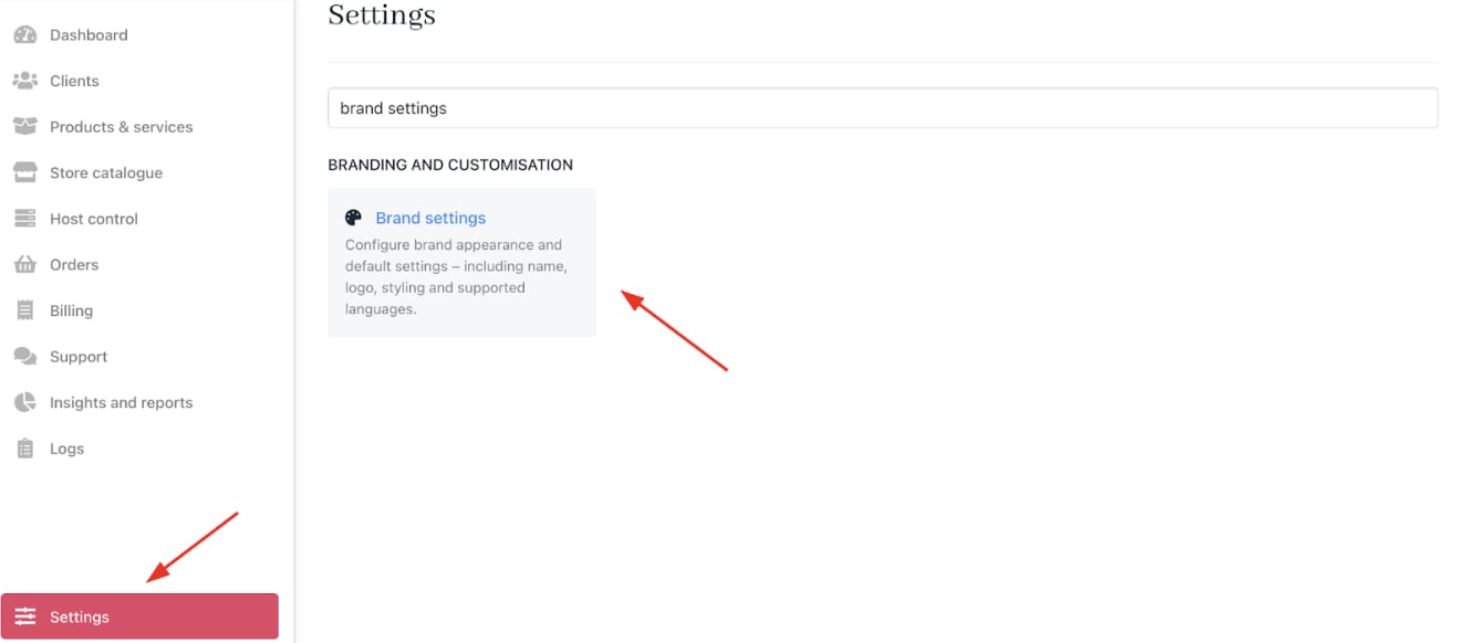 Settings > Branding and Customisation > Brand Settings