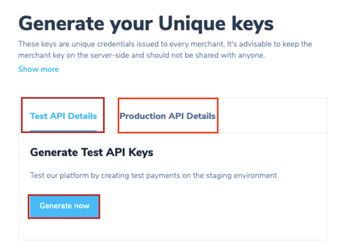 Generate keys