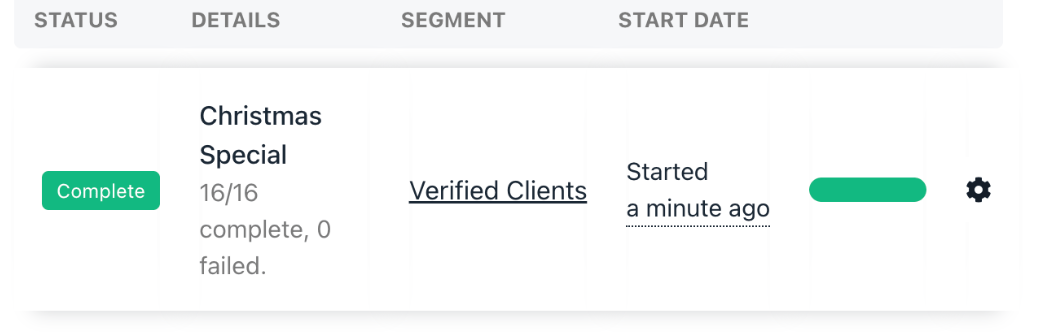 Email results displayed