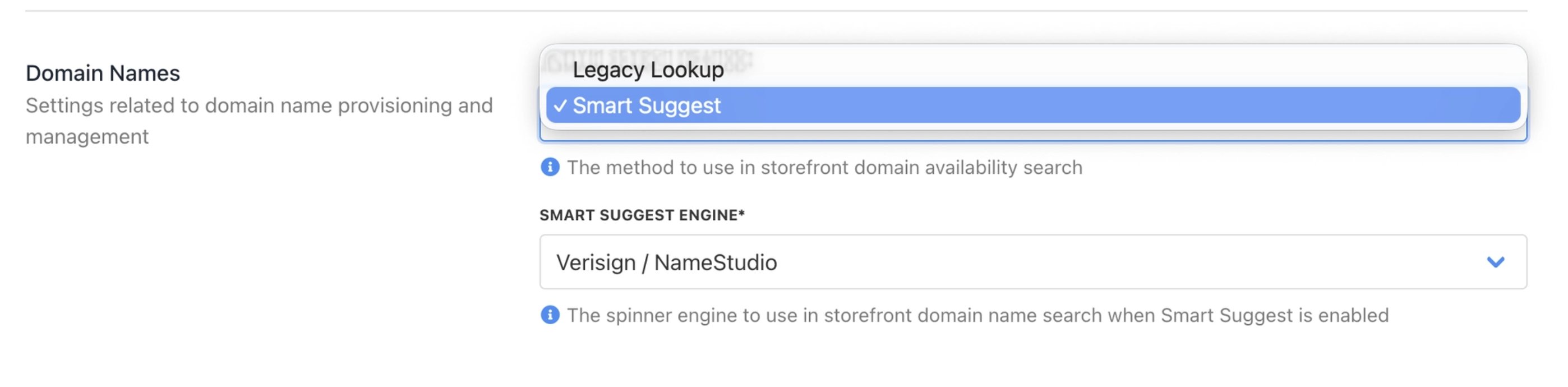 Legacy Lookup and Smart Suggest domain search methods