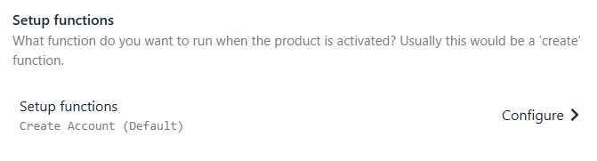 Setup functions
