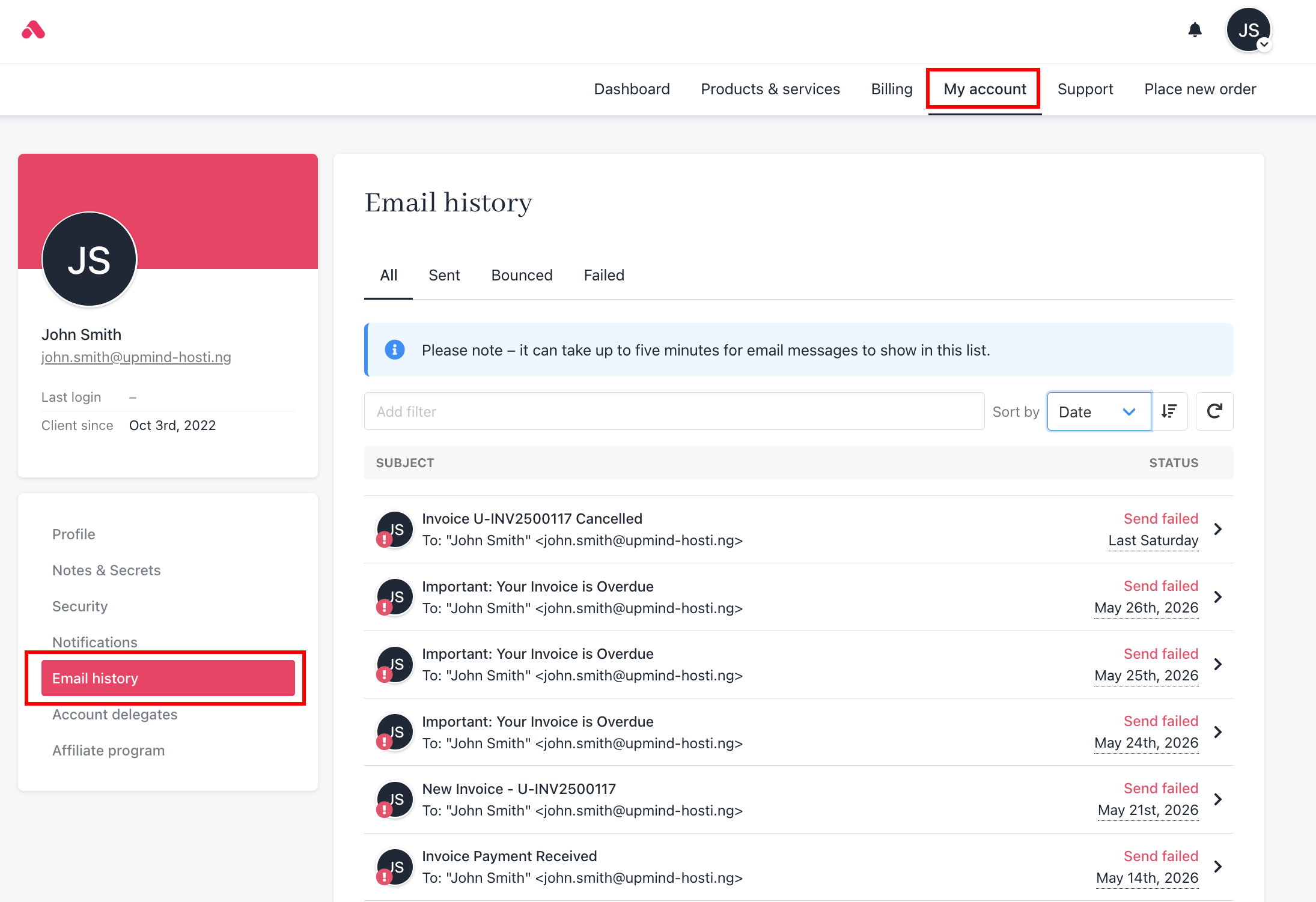 Click an email