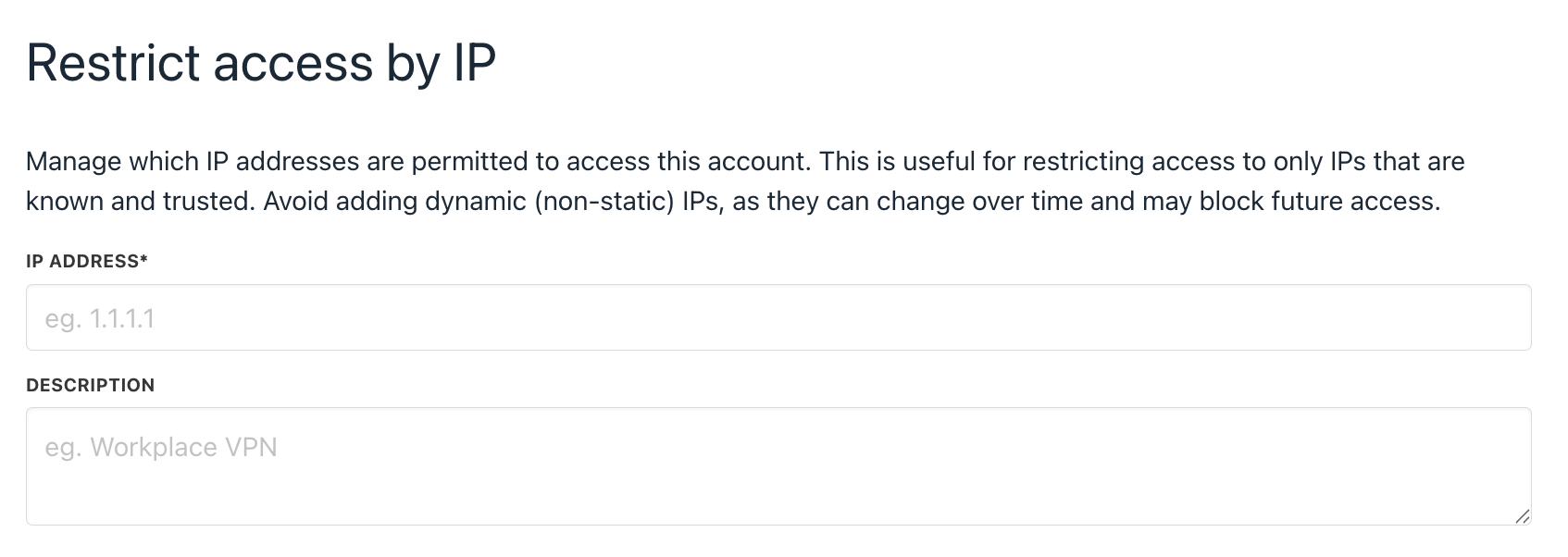 Whitelist IP Address