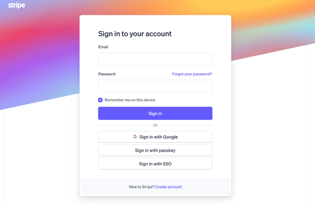 Stripe login
