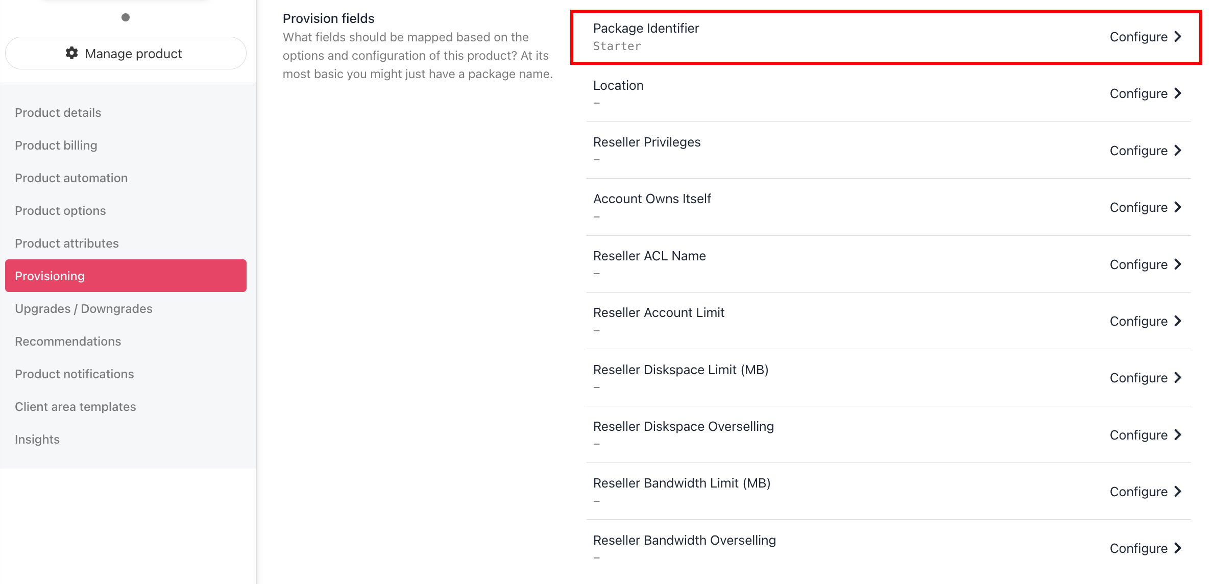 Set package identifier
