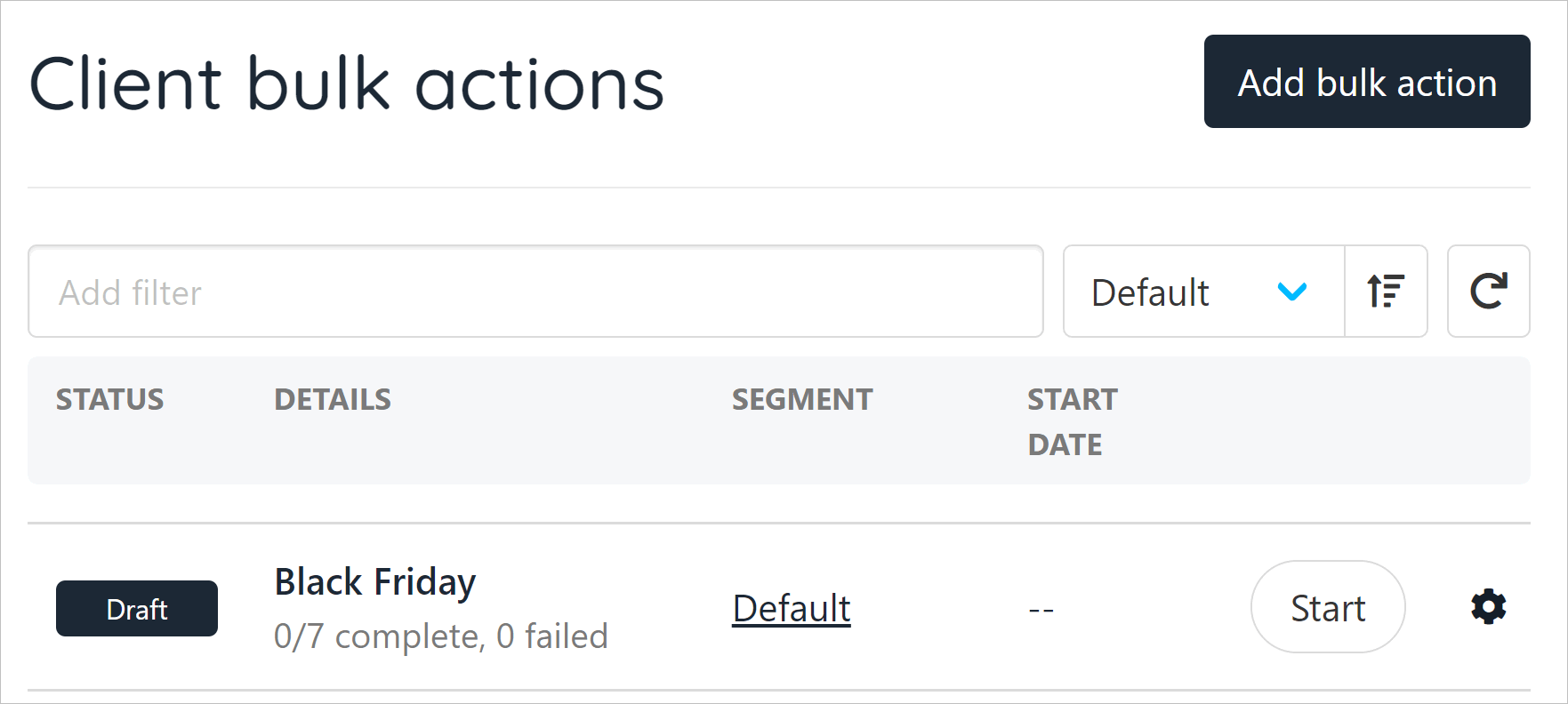 Draft bulk action template