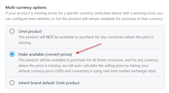 Select multi-currency option