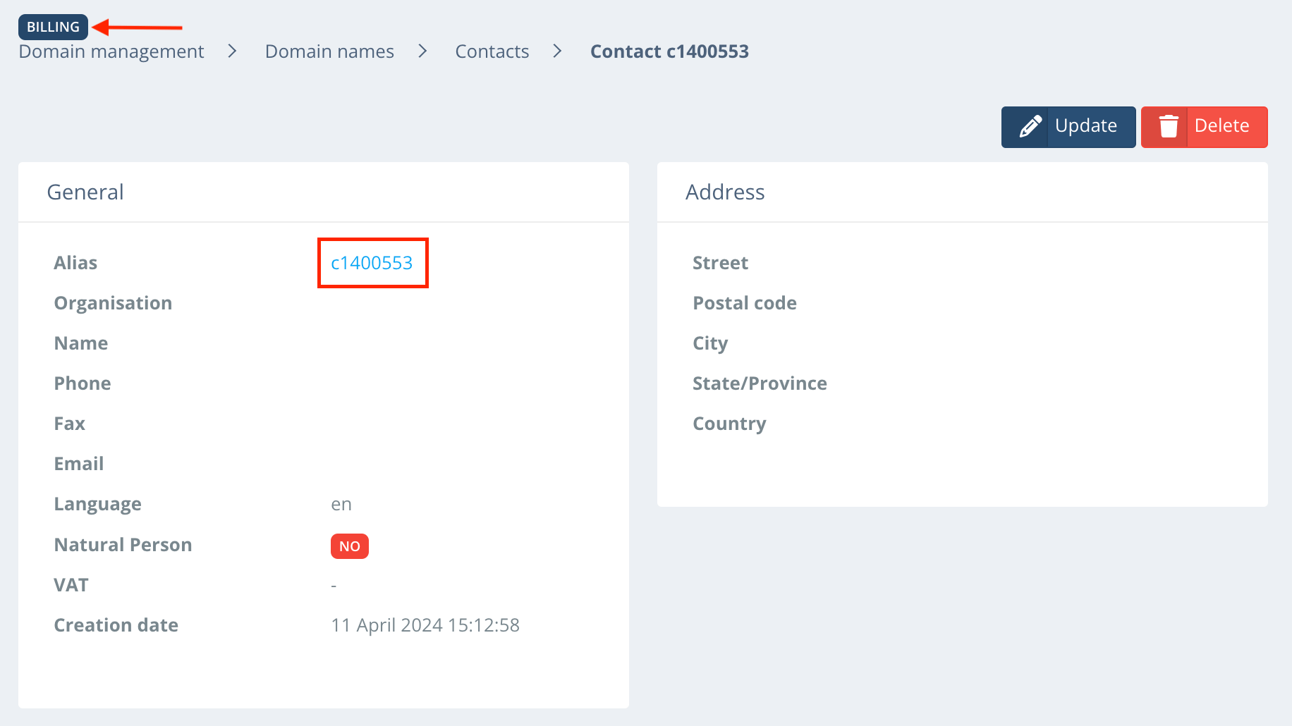 Billing Contact ID