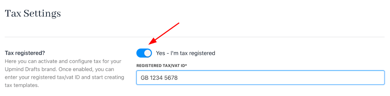 Toggle tax settings